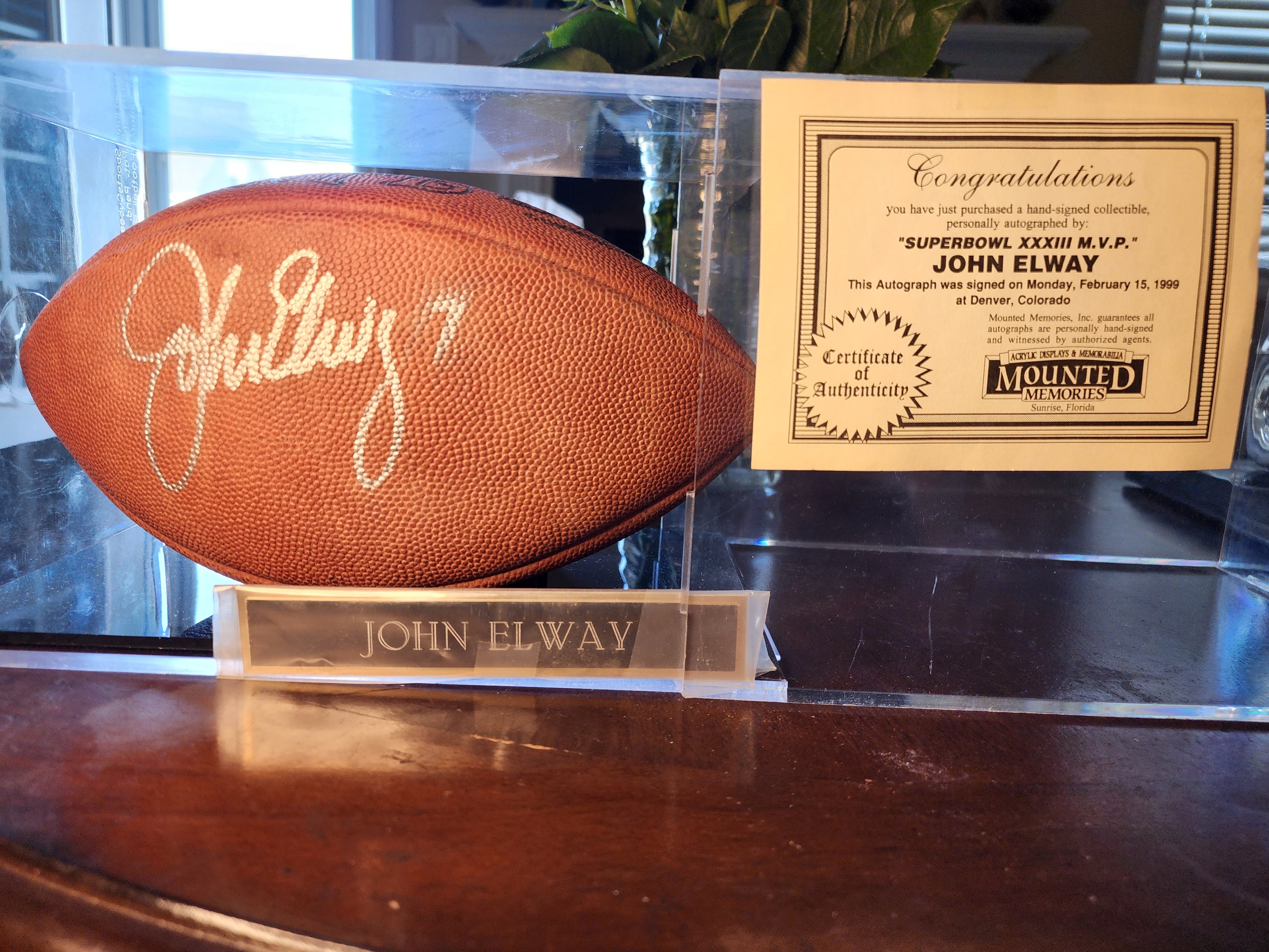 John Elway Autographed Football